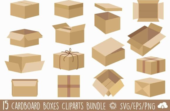 Download Packaging Cardboard Box Vector Bundle - Cardboard box Collection