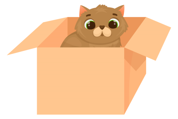 Download Funny Cat Sit in Cardboard Box. Cartoon - Cardboard box Collection
